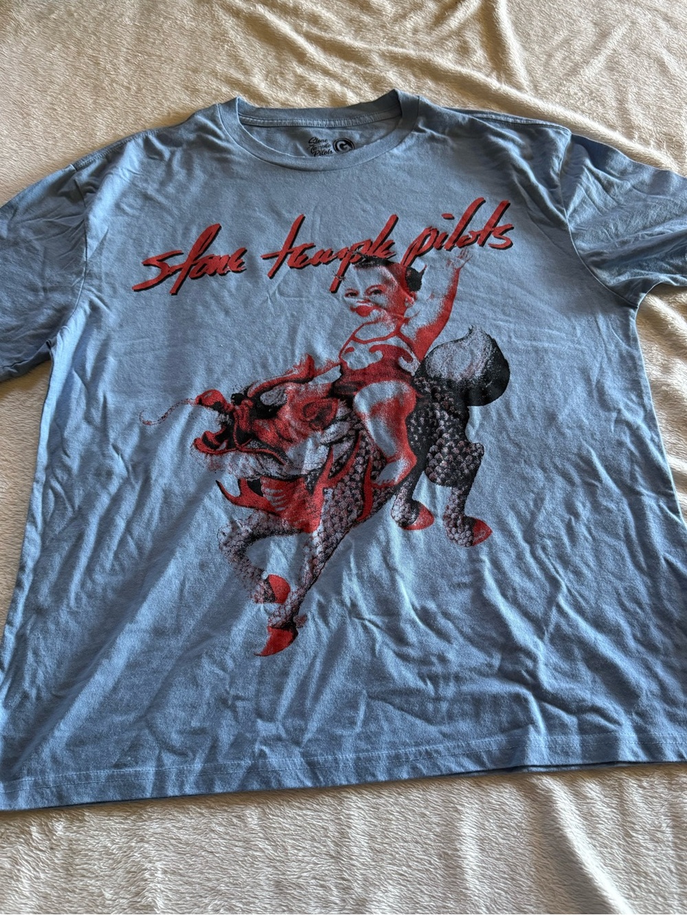Oversized Distressed STONE TEMPLE PILOTS SOFT t-shirt NWOT Xs Blue